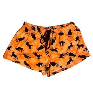 Pillow Talk Black Cat Orange Tie-Dye Halloween Pajama Shorts 🐈‍⬛